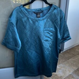 Marc by Marc Jacobs  Satin Short-Sleeve Shirt in Teal